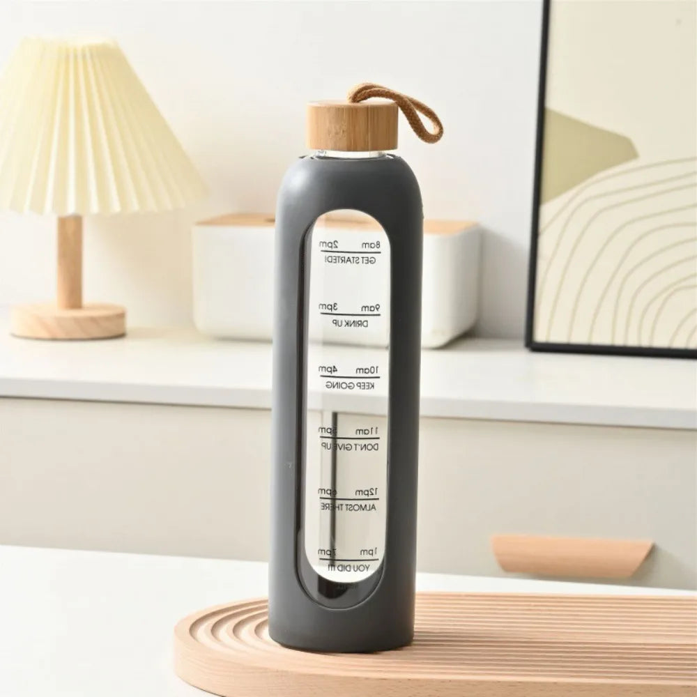 Eco Friendly 32oz 1L Milestone Glass Water Bottle