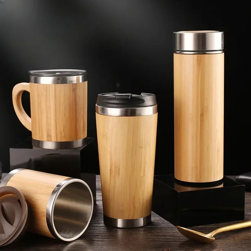 Eco Friendly Stainless Steel Bamboo Vacuum Flask