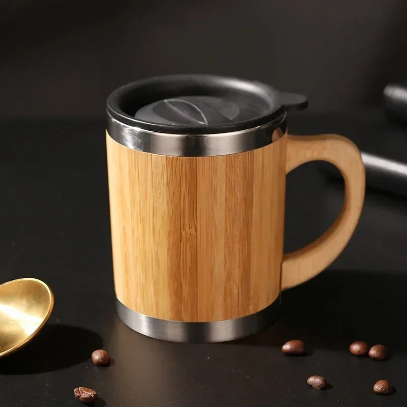 Eco Friendly Stainless Steel Bamboo Vacuum Flask