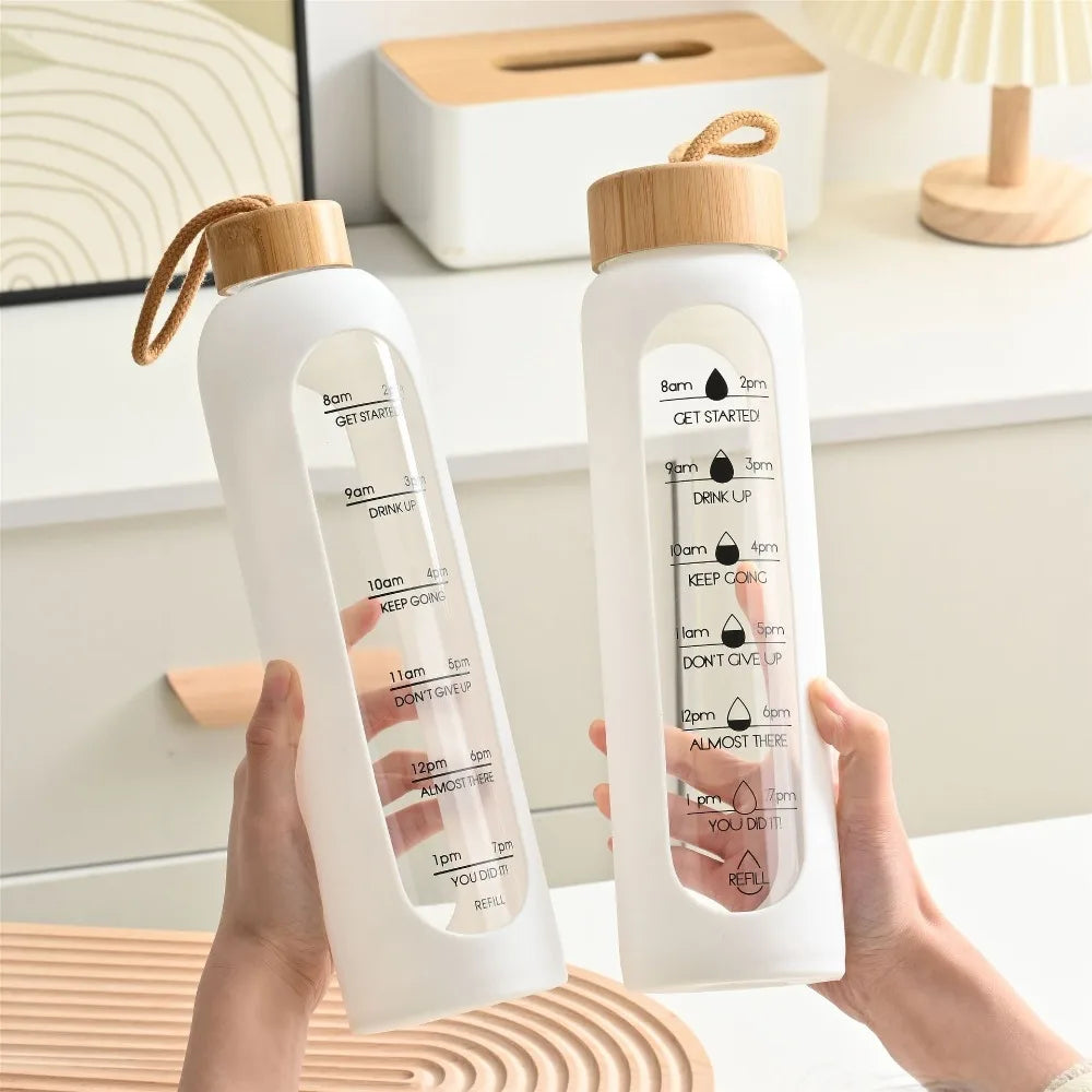 Eco Friendly 32oz 1L Milestone Glass Water Bottle