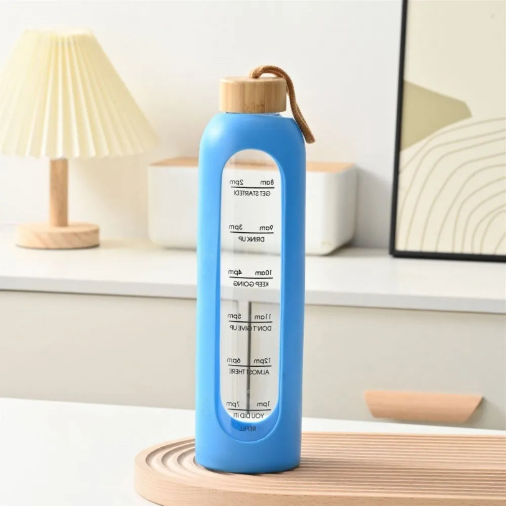 Eco Friendly 32oz 1L Milestone Glass Water Bottle